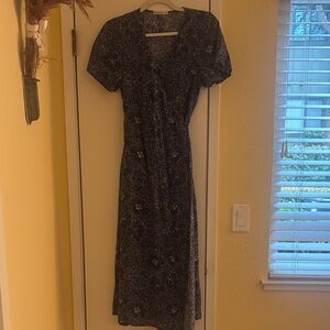 Marine Layer Navy Floral Wrap Dress